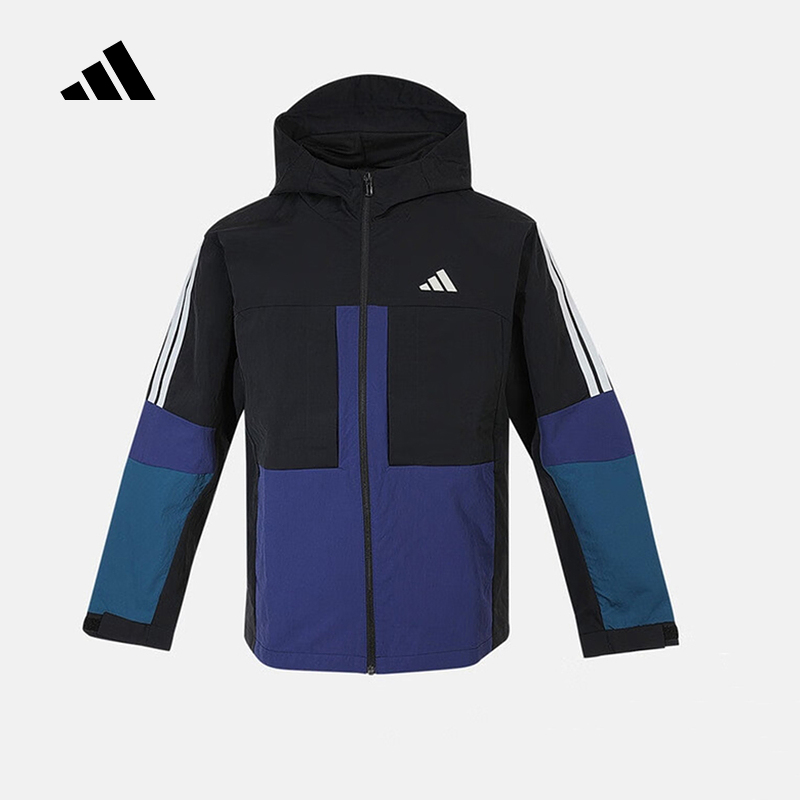 adidas阿迪达斯男大童2025新款JK WV JKT梭织运动连帽外套KS0649