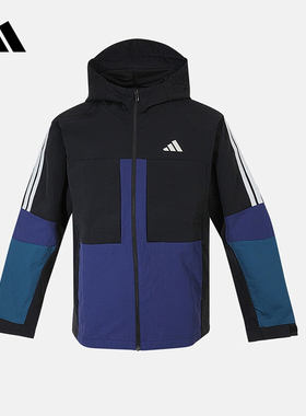 adidas阿迪达斯男大童2025新款JK WV JKT梭织运动连帽外套KS0649