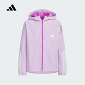 adidas阿迪达斯女大童凉感拒水连帽外套秋新款 休闲梭织夹克KC2530
