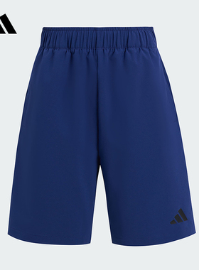 adidas阿迪达斯速干凉爽男大童短裤2025夏深蓝色运动五分裤KG3131