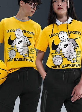 Nike耐克秋季新款冬新款童短袖针织衫时尚卡通休闲T恤HV5194-719