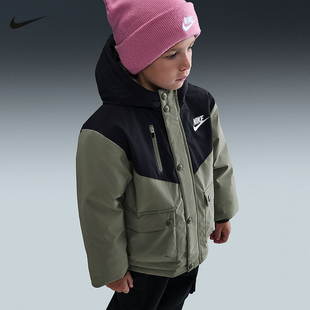 320 保暖防泼水短羽绒服IQ9934 耐克男幼童三防工装 羽绒夹克冬时尚