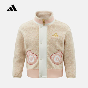 KV7003 女小童仿羊羔绒外套 Adidas阿迪达斯2026年春季 新款