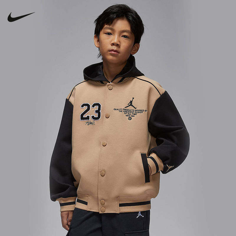 Nike耐克男女童针织夹克25秋新款Jordan刺绣棒球服外套IO2560-200,童装/婴儿装/亲子装,夹克/皮衣,淘宝优惠券,粉丝福利购,淘宝优惠卷