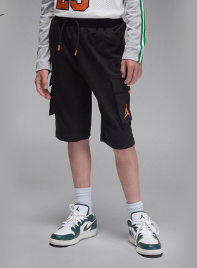 Jordan耐克男童大童法式毛圈短裤夏季工装机能风运动裤FV2634-011