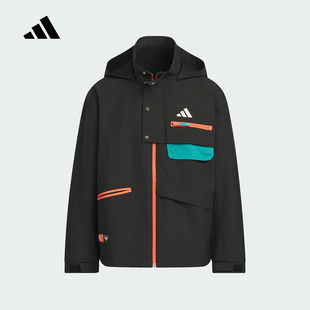 adidas阿迪达斯冬季 KC0216 拒水运动休闲连帽外套男大童梭织夹克
