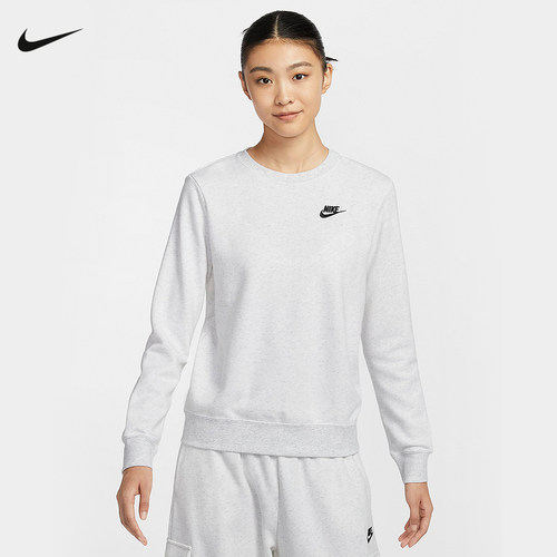 NIKE耐克女子薄绒圆领卫衣冬季针织叠搭刺绣运动套头衫DQ5474-051