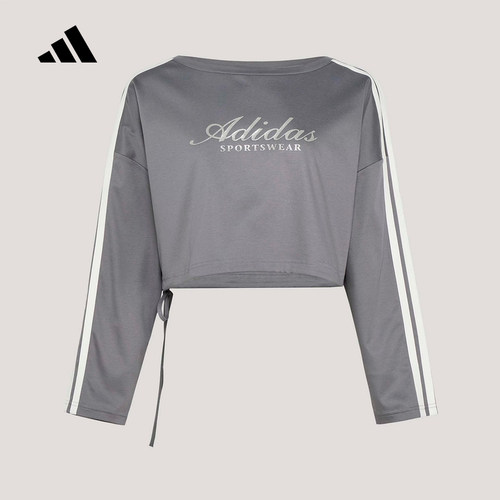 adidas阿迪达斯三条纹舞动系列露肩短款DANCE春女长袖T恤KX8924