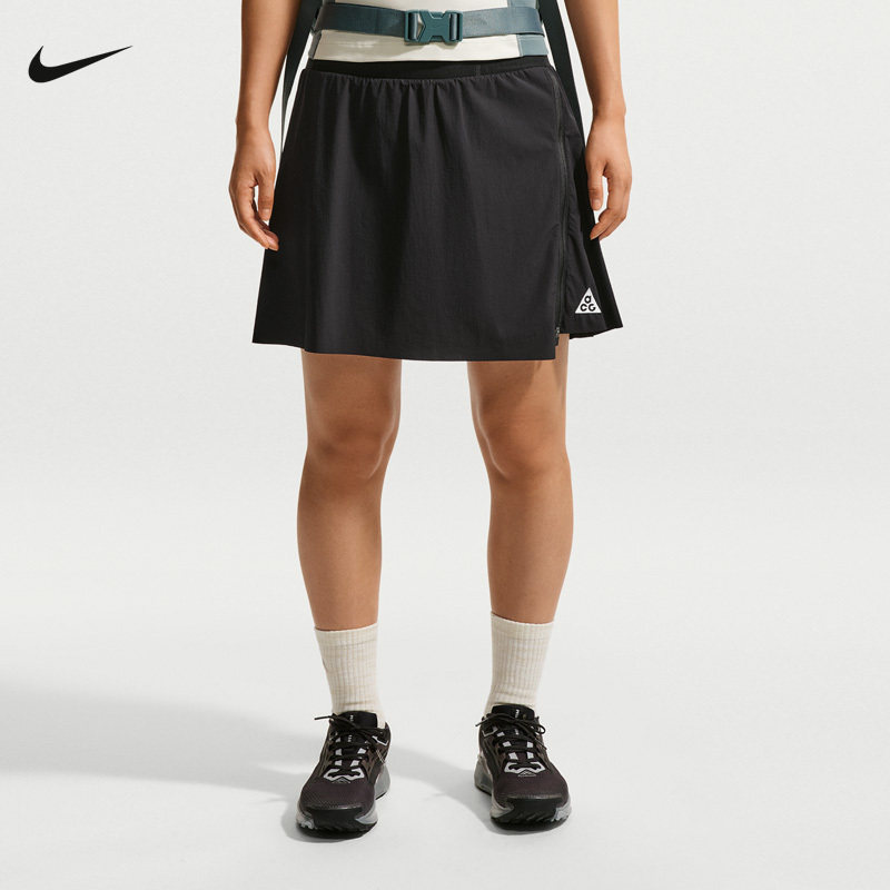 NIKE耐克女短裙夏季防走光A字半身裙黑色裙裤运动短裤 IM4297-010