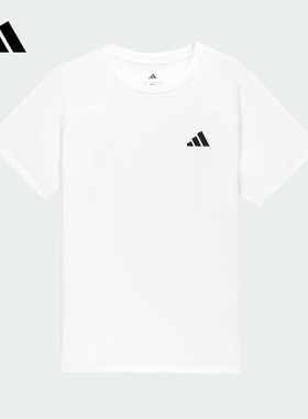 adidas阿迪达斯男大童短袖T恤白色打底衫2025夏基础款半袖KG3134