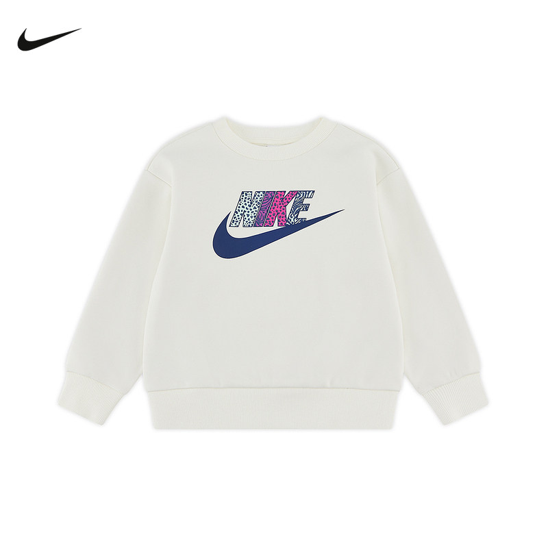 耐克幼童针织柔软圆领卫衣女童活力风加绒休闲上衣IQ2912-047