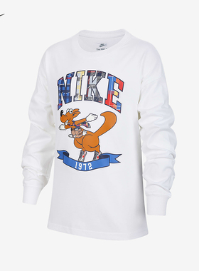 NIKE耐克男女大童长袖T恤秋新款卡通图案印花运动卫衣II0470-100