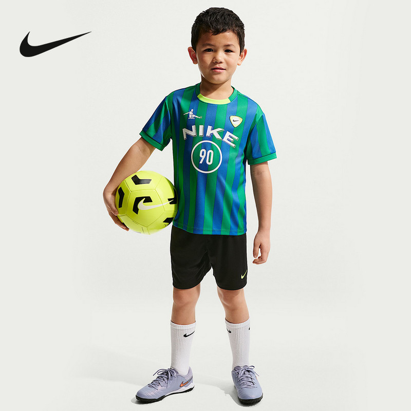 Nike耐克男童休闲舒适足球透气短袖T恤短裤运动套装IW1485-010