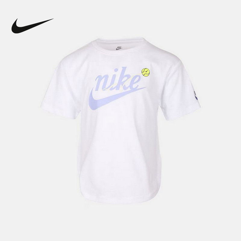 Nike耐克女童透气网球运动T恤休闲舒适百搭短袖针织衫IW1759-100图片