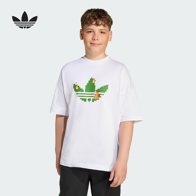 adidas阿迪达斯三叶草男大童马赛克LOGO半袖秋新款短袖T恤JW5326,童装/婴儿装/亲子装,T恤,淘宝优惠券,粉丝福利购,淘宝优惠卷