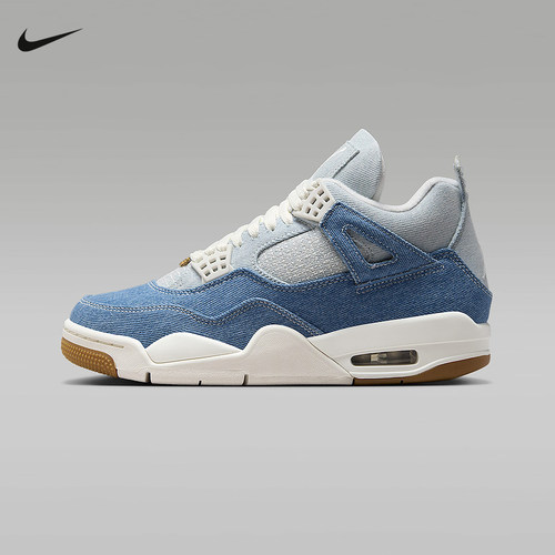 Jordan耐克女鞋AJ4牛仔蓝复古运动鞋秋新款复刻休闲鞋IB6716-100