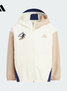 adidas阿迪达斯小童速干梭织连帽外套25秋卡通印花梭织夹克KC2792