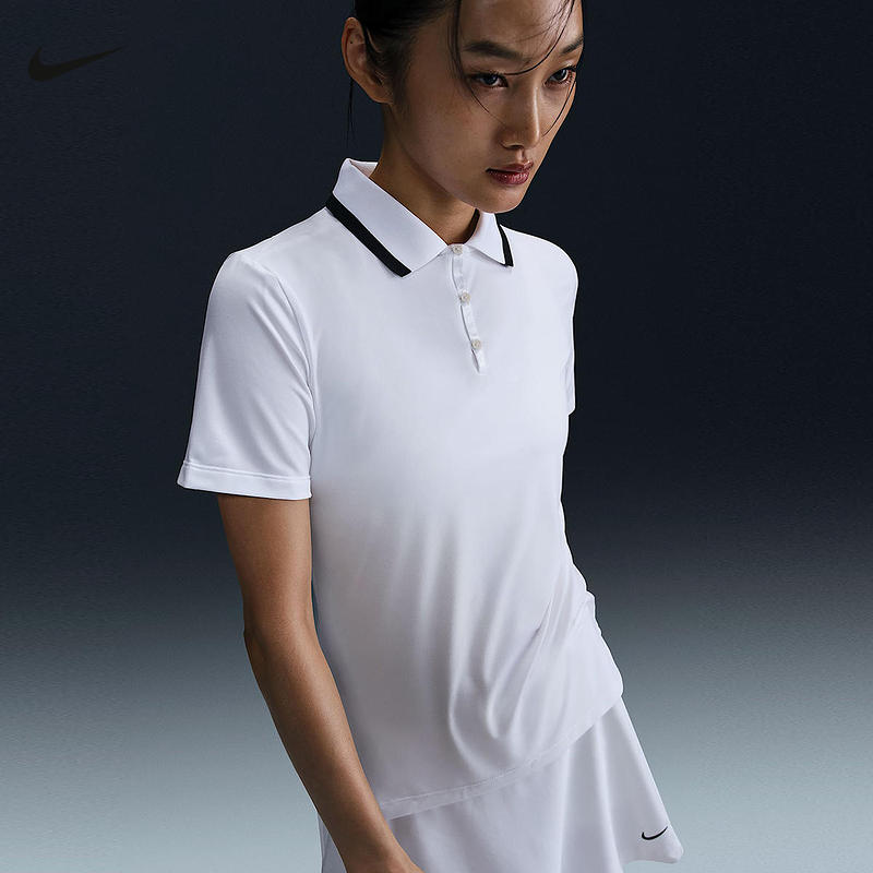 Nike耐克短袖女夏季高尔夫半袖翻领POLO衫速干透气T恤FZ6298-100图片