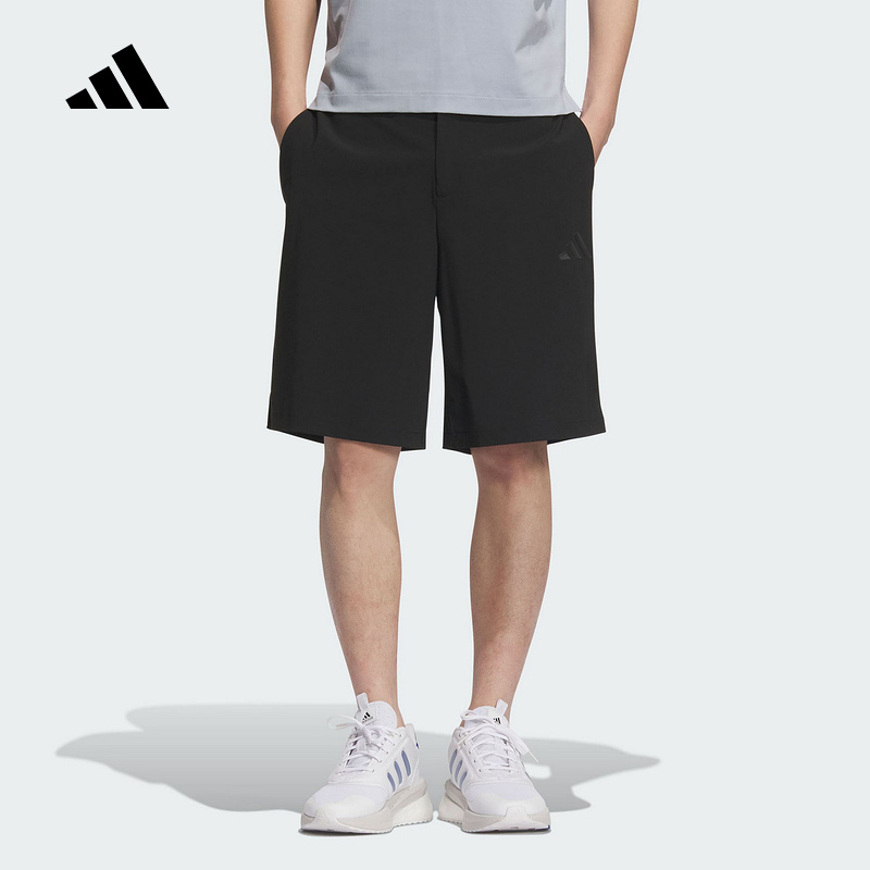 adidas阿迪达斯运动风五分裤2025夏新款舒爽面料男针织短裤