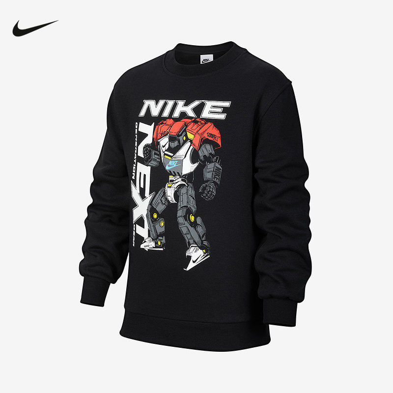 NIKE耐克男女大童加绒卫衣26春新款机甲印花针织运动衫IR0099-010,童装/婴儿装/亲子装,卫衣/绒衫,淘宝优惠券,粉丝福利购,淘宝优惠卷