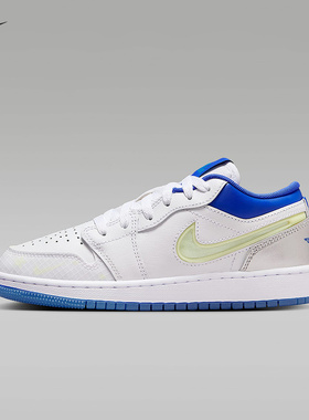 Nike耐克女鞋2025新款大童AJ1白蓝色休闲鞋篮球风板鞋HJ9955-100