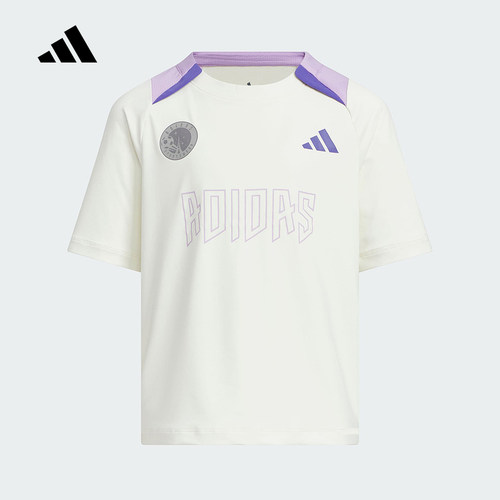 adidas阿迪达斯男女小童速干足球风训练服2025秋短袖T恤 KF5104