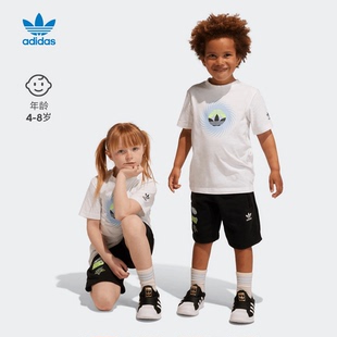 adidas阿迪达斯三叶草2023年夏新款 IJ0736 套装 男小童印花运动短袖