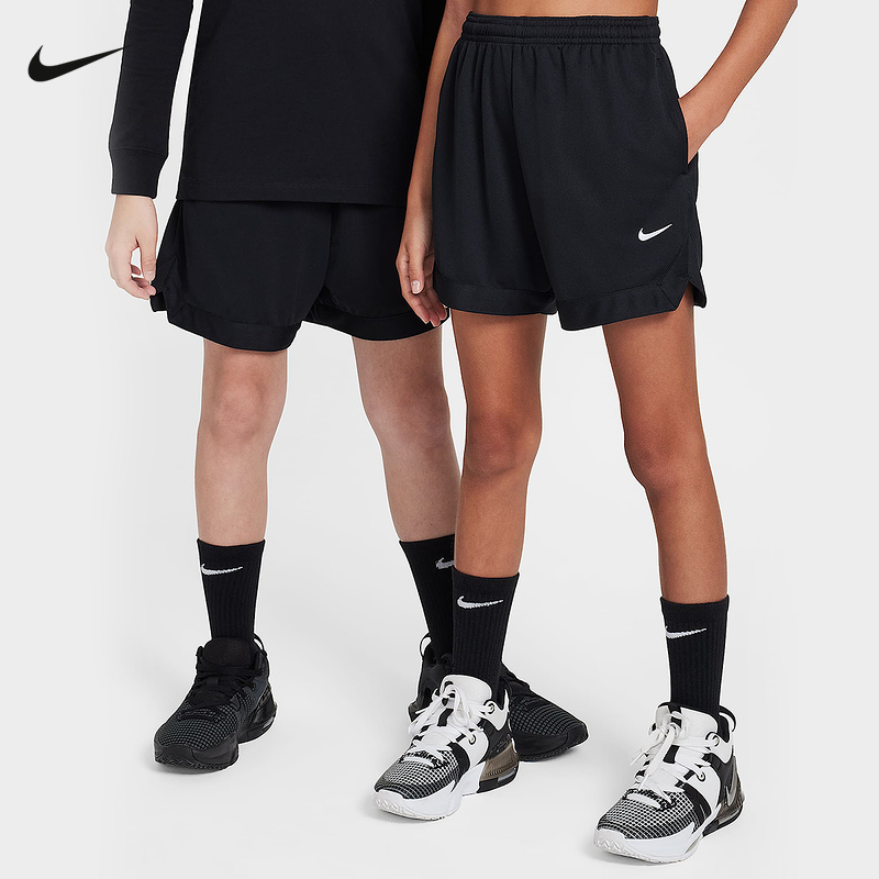 Nike耐克男女童DRI-FIT大童速干篮球短裤夏季透气针织HJ0565-010
