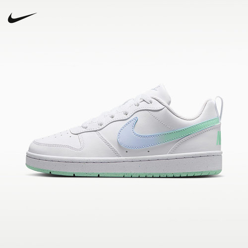 NIKE耐克女鞋白绿Court Borough大童低帮复古运动板鞋IQ6529-100