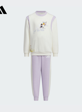 Adidas阿迪达斯女小童休闲百搭新款针织圆领运动卡通套装KB4574