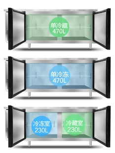 冷藏冷冻工作台冰柜商用冰箱冷两平双温门卧式 保鲜厨房卧式 不锈钢