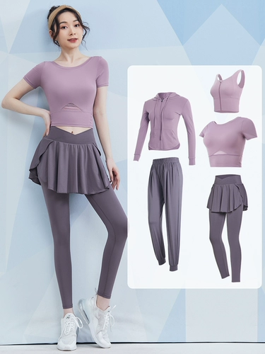 Летний приталенный дышащий комплект для спортзала, спортивная одежда для йоги для тренировок, для бега, короткий рукав, популярно в интернете