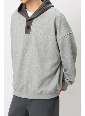 FFM-studio日系复古小众华夫格连帽薄绒卫衣男女同款宽松套头上衣