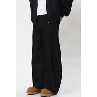 FFM-studio原牛弯刀牛仔裤结构分割线阔腿裤男女同款cleanfit