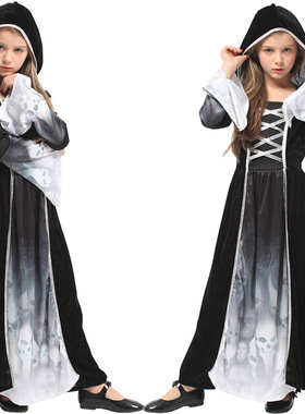 万圣节cosplay服装女儿童公主裙恐怖装扮演出服G-0301骷髅鬼衣