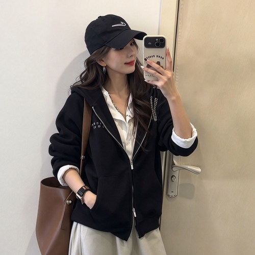 MOKACME秋冬新品重磅双拉链复合面料连帽开衫卫衣多巴胺LOGO 男女