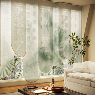 时尚现代翠雾林风钛金弧边卷帘客厅入户玄关卧室遮光装饰拉式窗帘