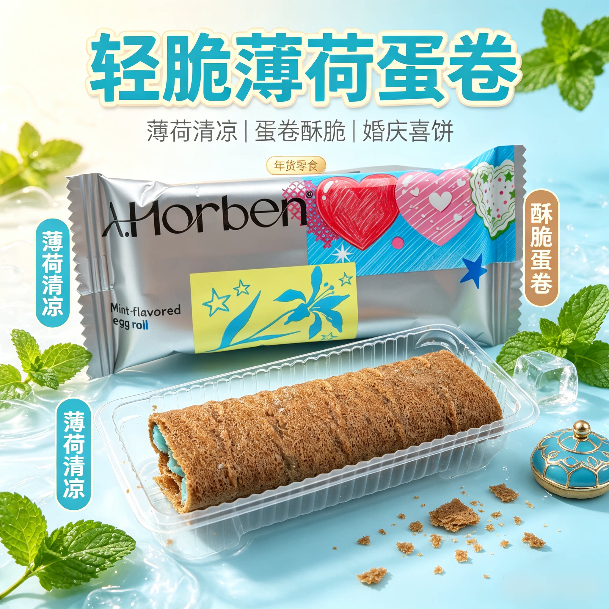 英国巧斐尔轻脆薄荷蛋卷散装休闲小零食清凉味结婚喜饼干独立包装