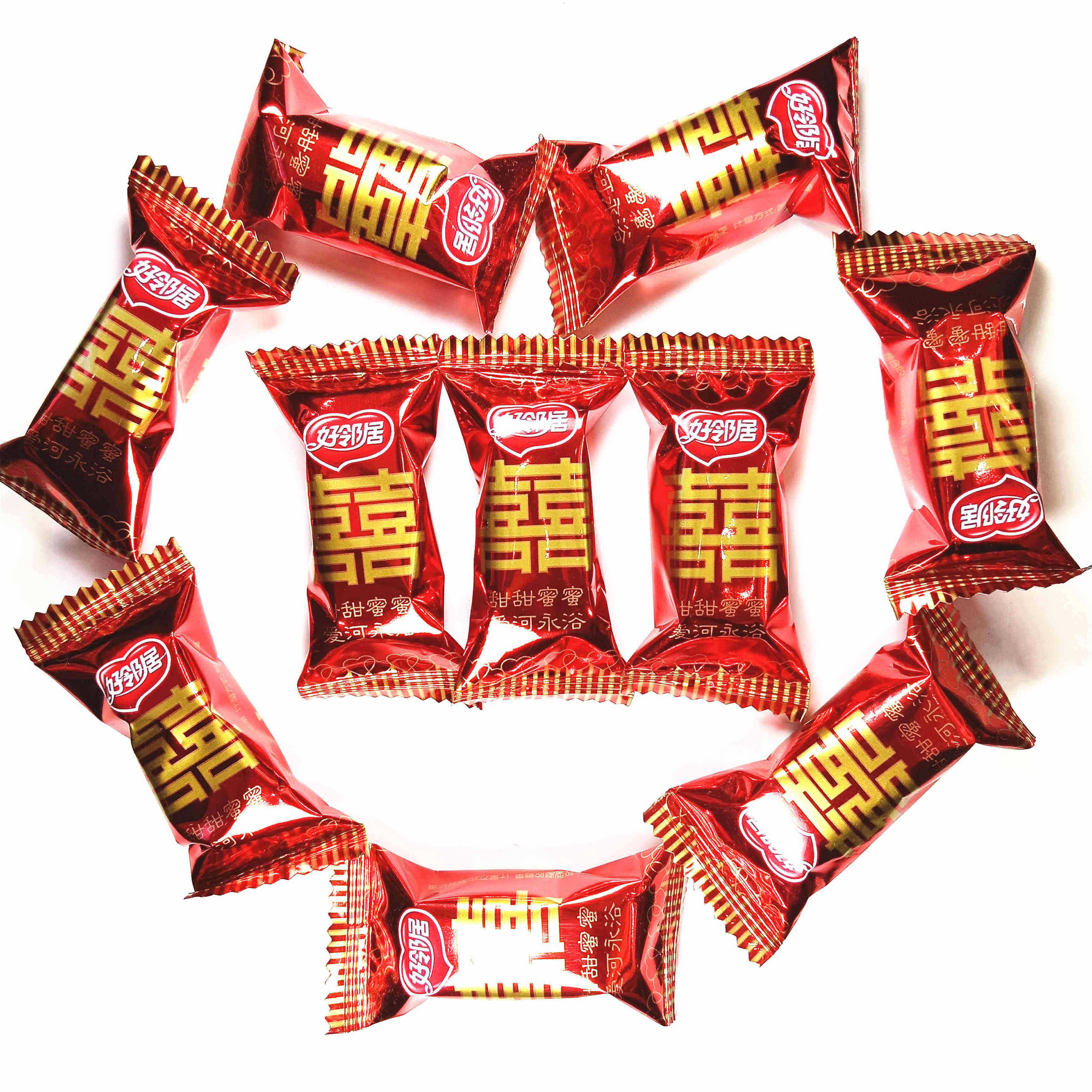 好邻居双喜红喜软糖果散装香橙味结婚庆喜糖甜甜蜜蜜永浴爱河包邮