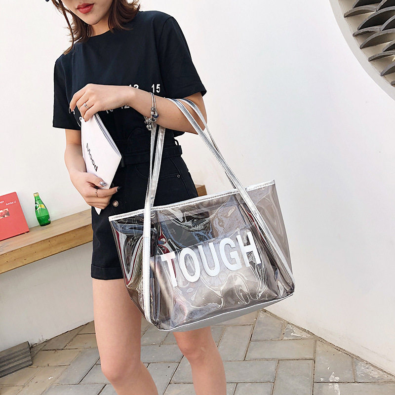 夏季单肩大包包女2026新款潮韩版百搭透明包包子母包大容量手提包