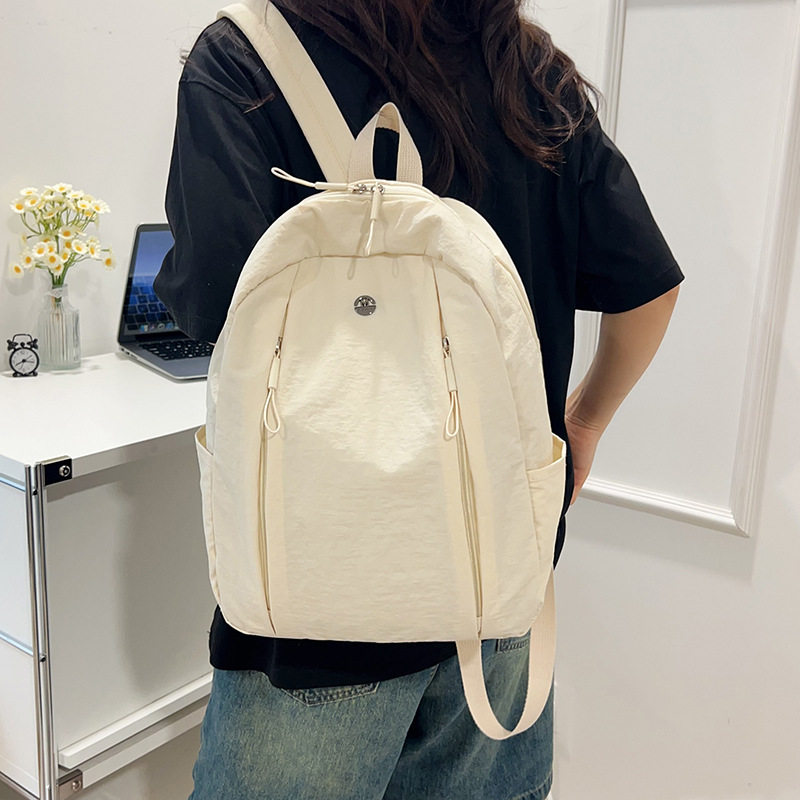 新款防水百搭韩版双肩背包女大容量布包简约旅游女士背包