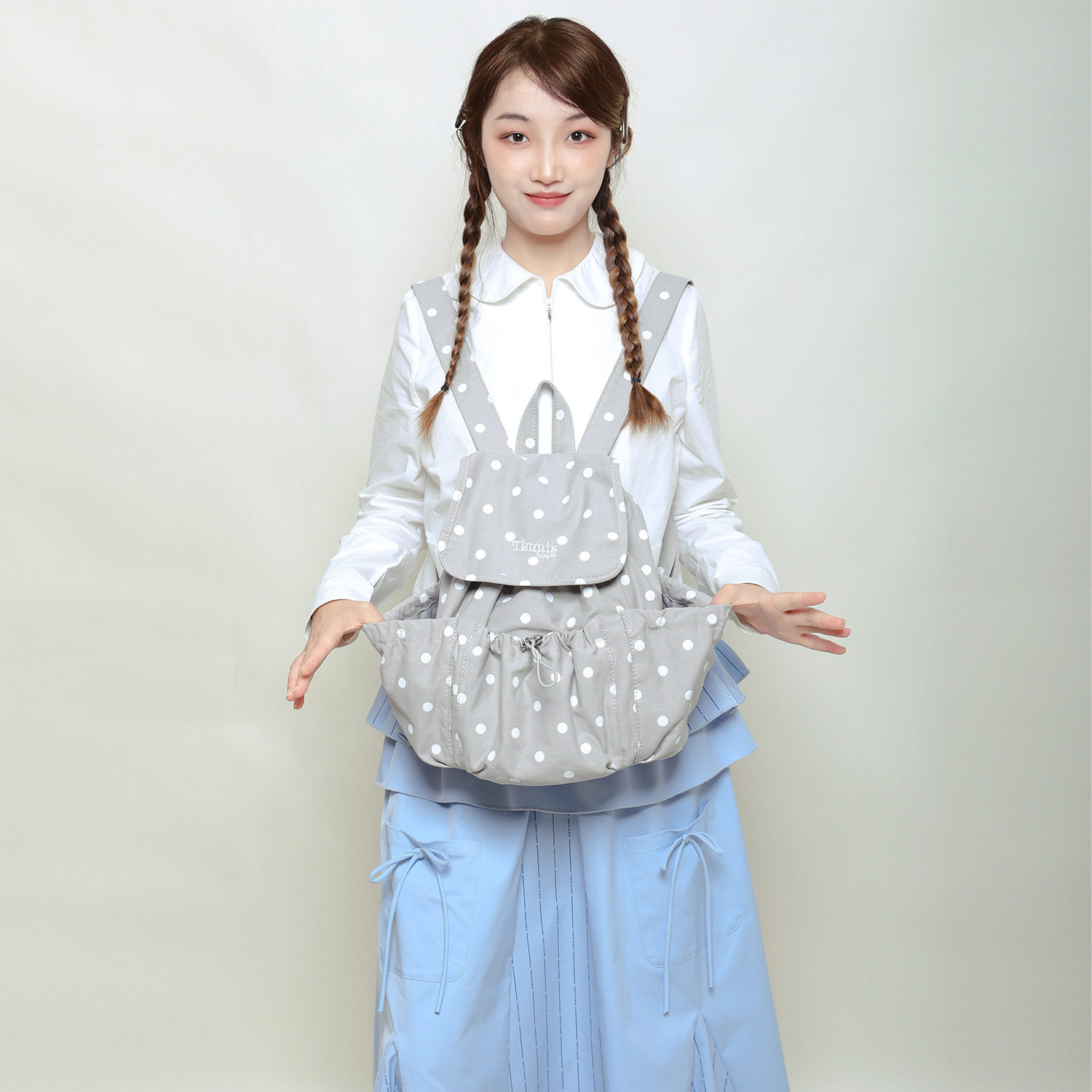 豹纹双肩包韩系牛仔包女2026四季通用小众帆布书包高颜值休闲背包