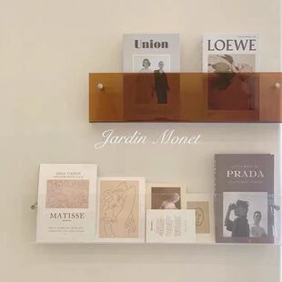 免打孔亚克力墙上置物儿童门后过道宣传杂志透明壁挂绘本展示书架