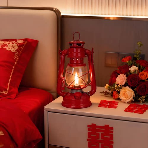老式经典款红色煤油马灯结婚乔迁新居祈福灯婚礼接亲拍照道具船灯