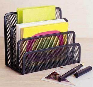 创意金属铁网三格书架 网状书信架 多栏票据架信笺便条书架子书立