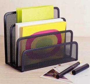 创意金属铁网三格书架 网状书信架 多栏票据架信笺便条书架子书立