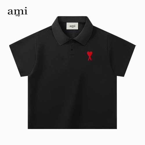 官方Ami srtp纯棉儿童polo衫短袖t恤2026夏季新款男女童宽松半袖