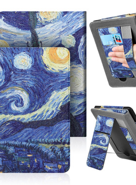 适用kindle paperwhite6543手持支架保护套11/12th青春版彩绘皮套658青春版支架彩绘保护壳Oasis2保护套