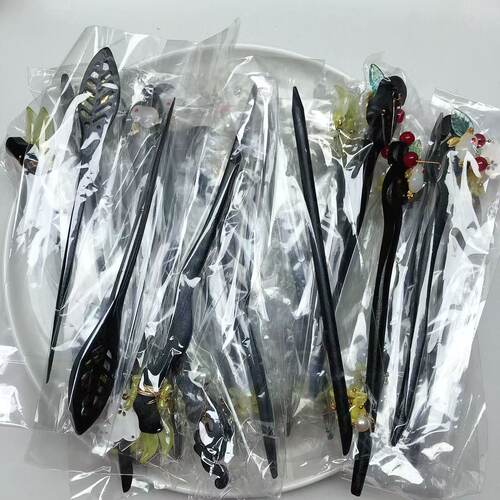 J67木头发簪混发半斤约27个金属有褪色diy手工材料配件满30包邮