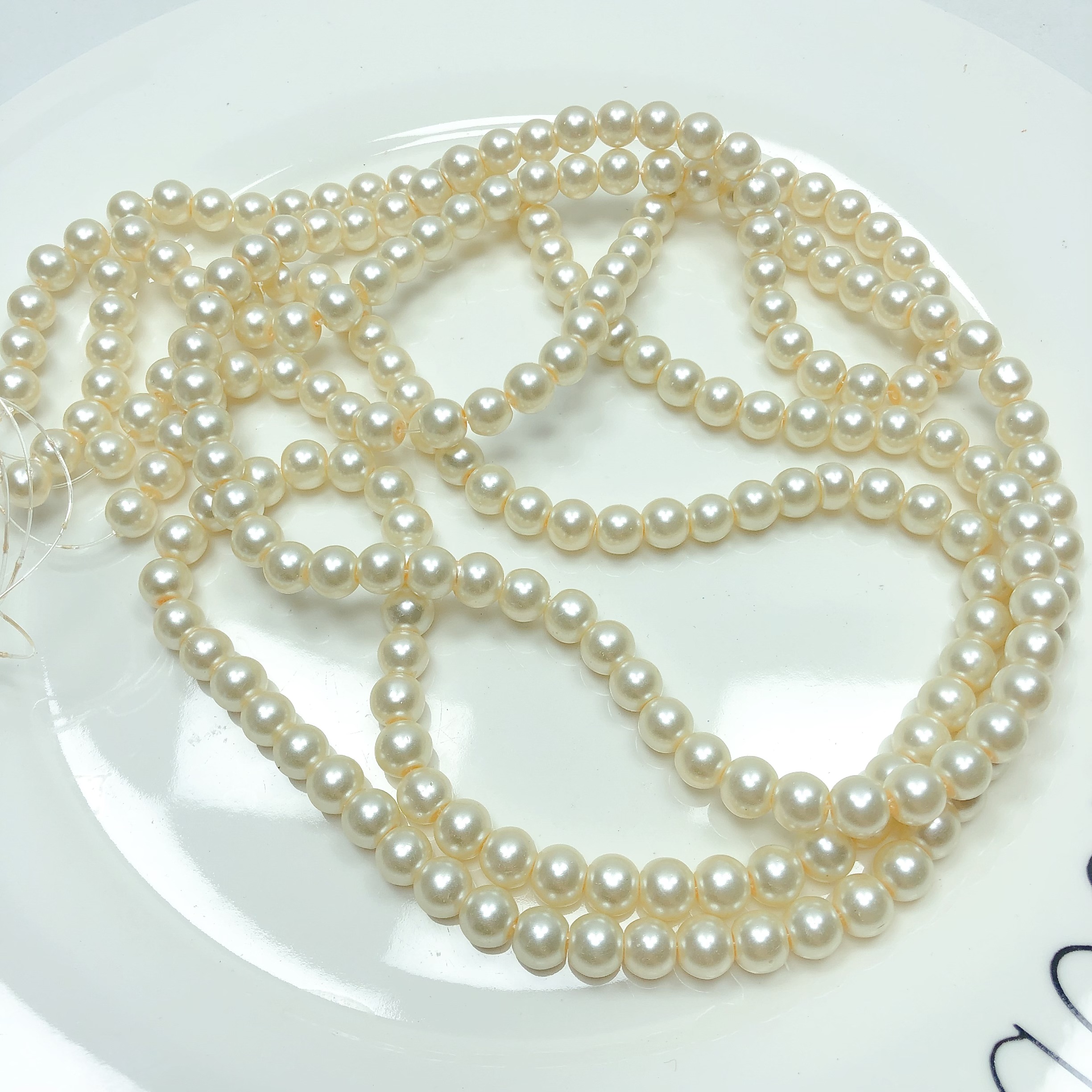 J68约0.8CM玻璃仿珍珠2条140克diy手工材料配件满30包邮